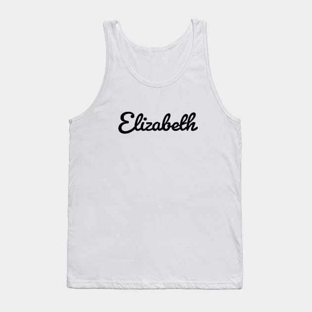 Elizabeth Cursive Script Typography Black Text Tank Top by ellenhenryart